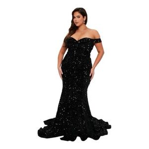 Black Strapless Sequin Gown size XL